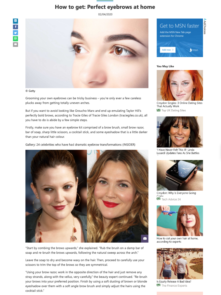 MSN Lifestyle How to get perfect eyebrows at home