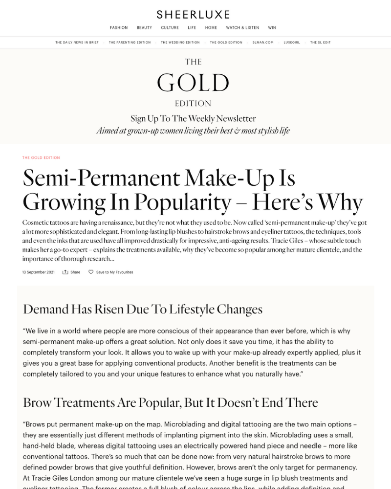 Sheerluxe Gold Permanent Makeup